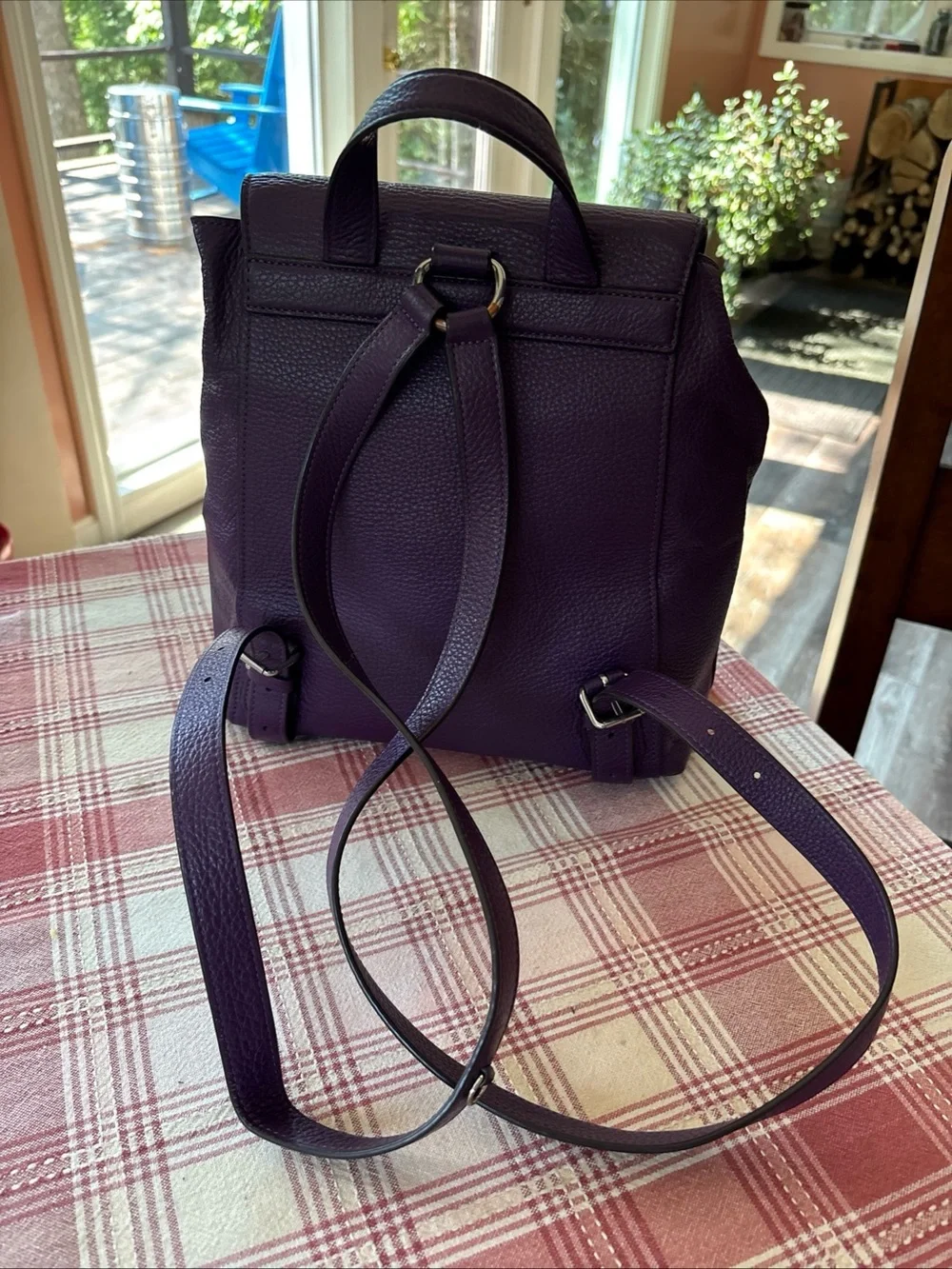 COACH Kleo Backpack Purple Leather Vintage Bag with Silver Buckle